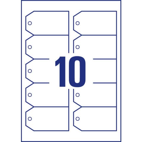 Cartellini micro-perforati Avery ultraresistenti in plastica da 190µ rettangolari in conf. da 100 pz T3002-10